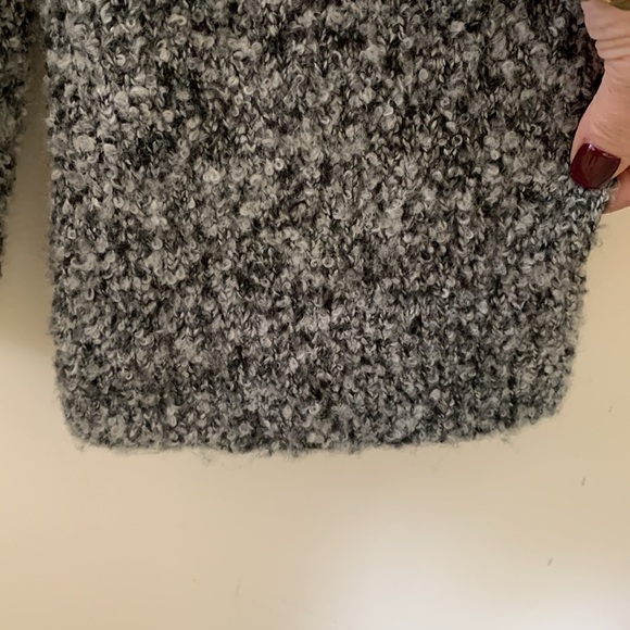 TWEEDS wool blend high neck bell sleeve 3 button sweater black gray SZ S cropped - Picture 3 of 7